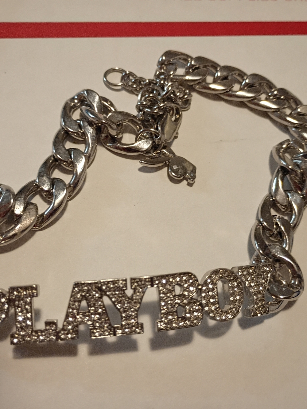 •PLAYBOY~ RHINESTONES CHAIN CHOKER• - Picture 3 of 3